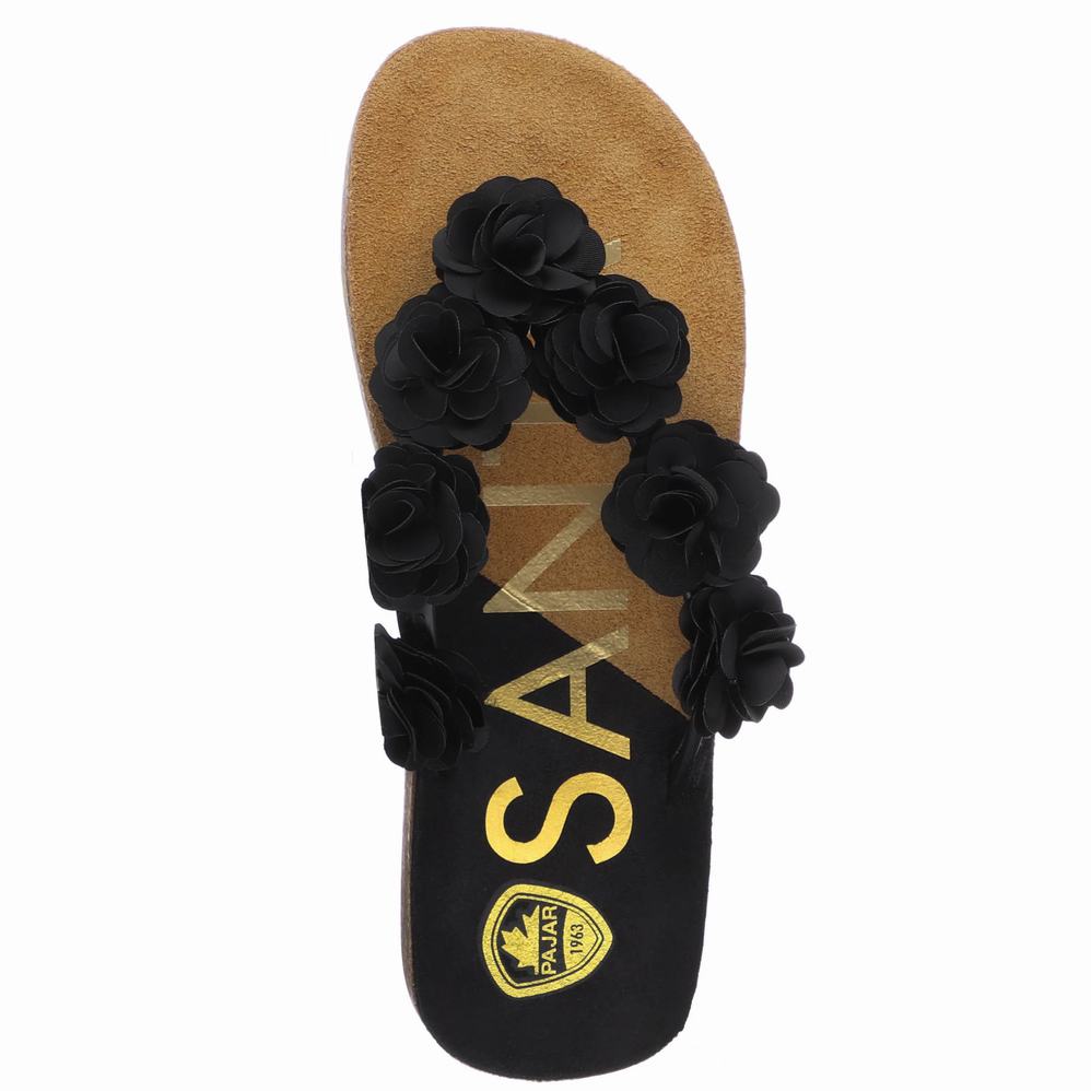 Pajar Aruba Rosas Satin Sandalen Dames Zwart | CEO6046IB